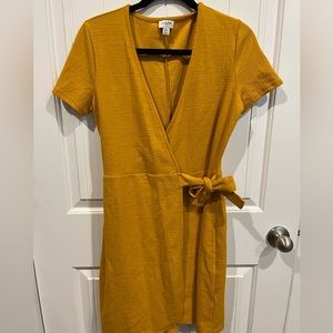 Mustard yellow J crew factory wrap dress